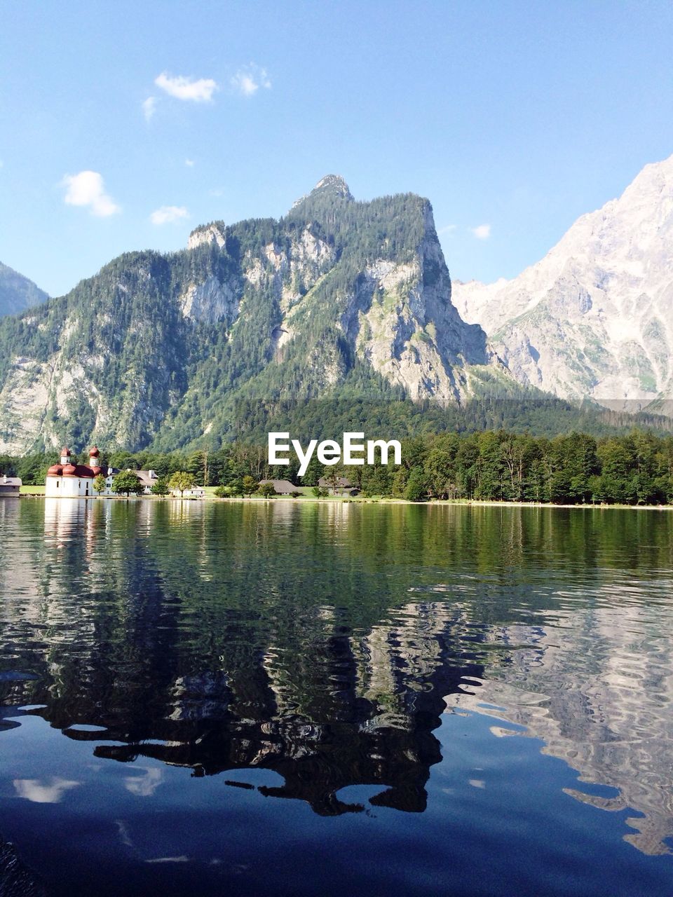 Scenic view of mountain by lake