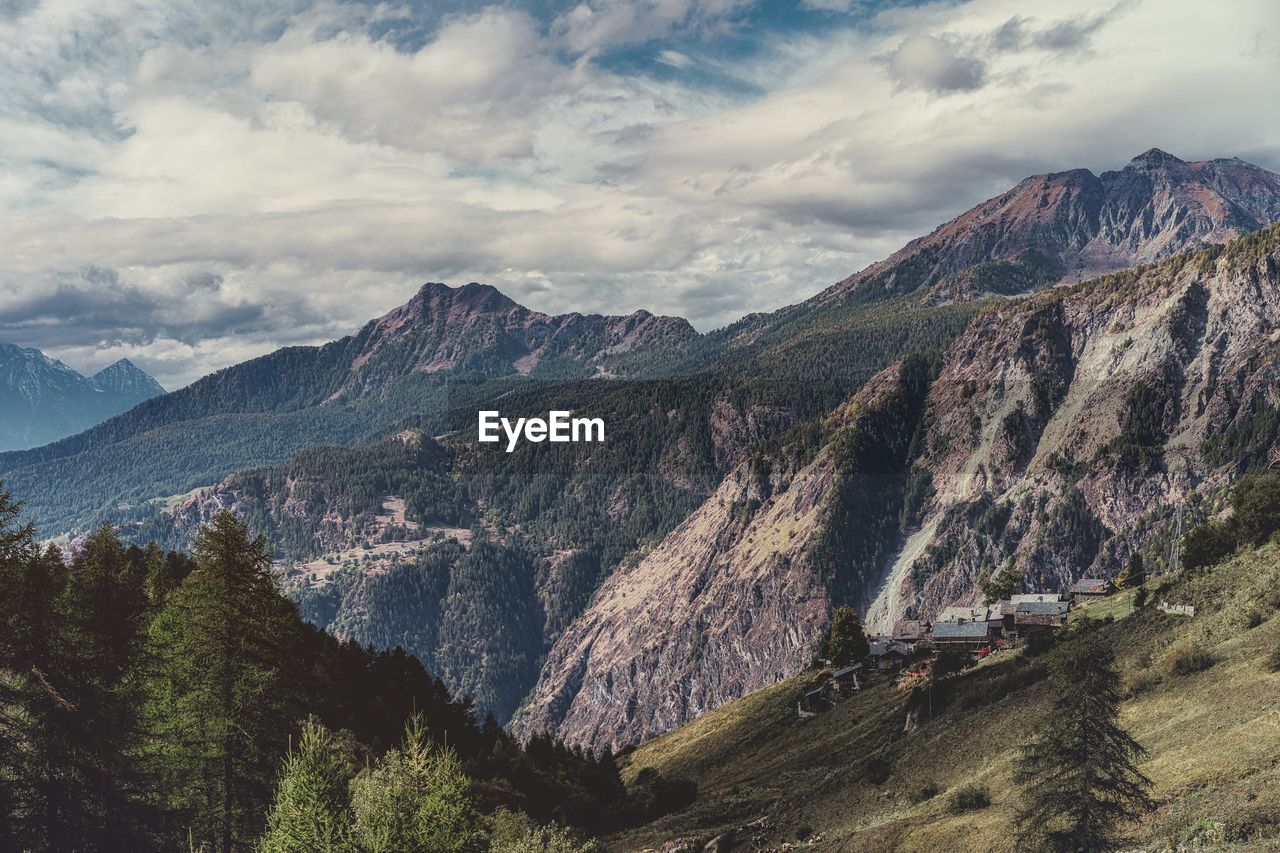 Scenic view of mountains against sky