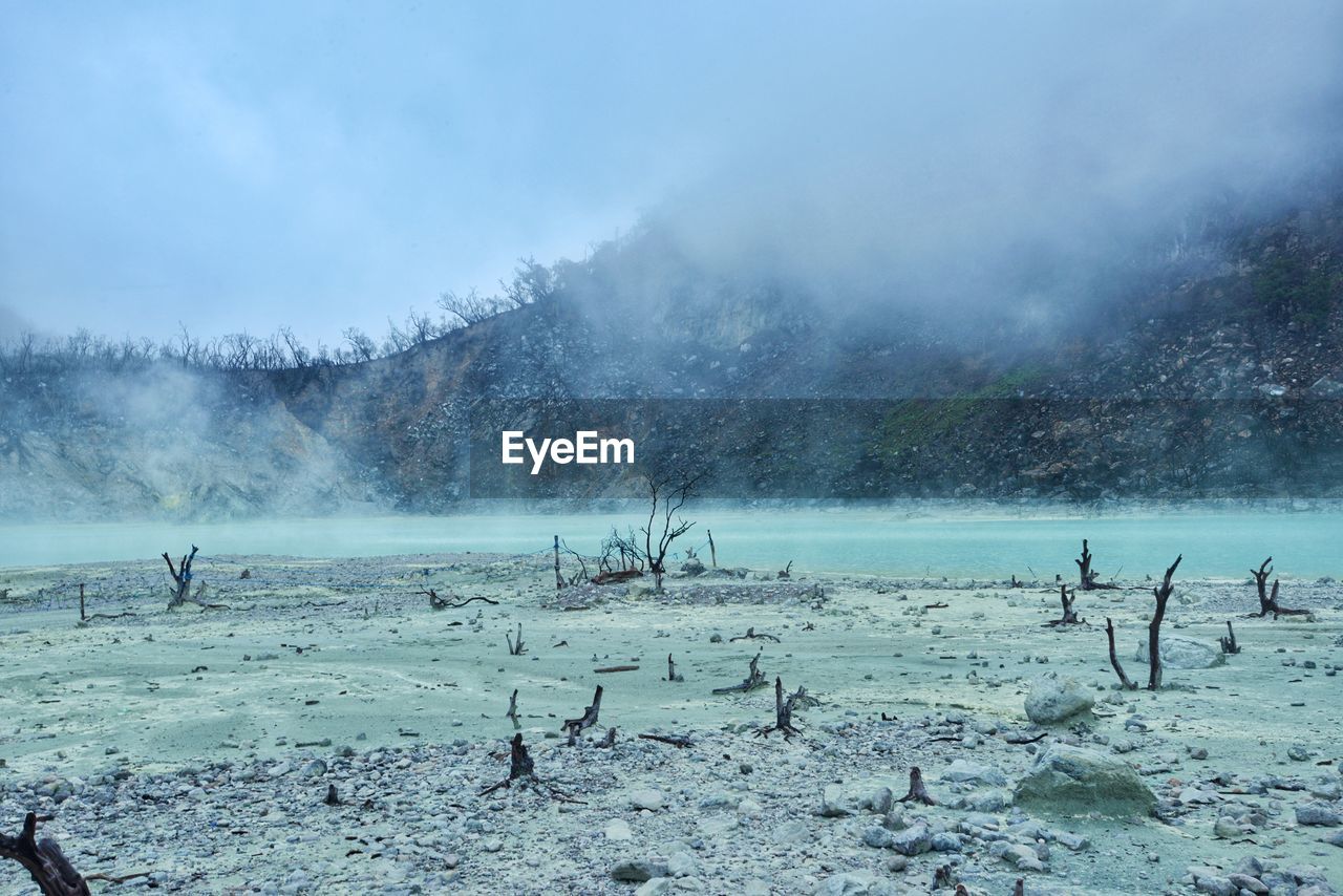 A view of a white crater in indonesia