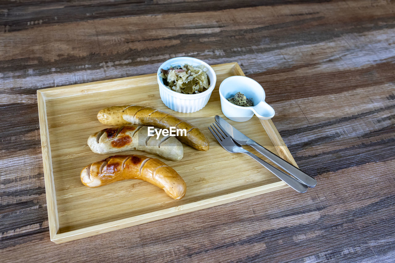 high angle view of food on cutting board