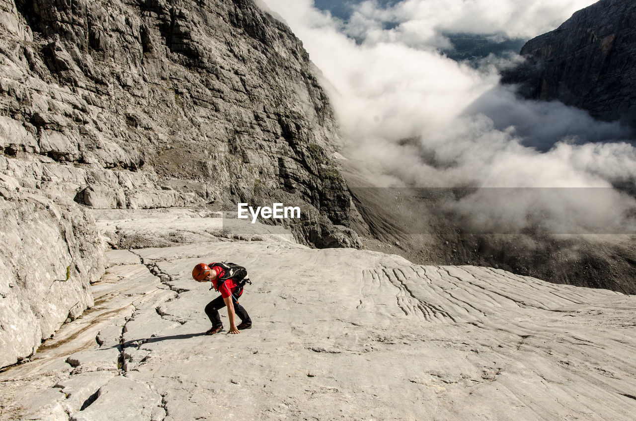 Mountaineer on climbing on mountains