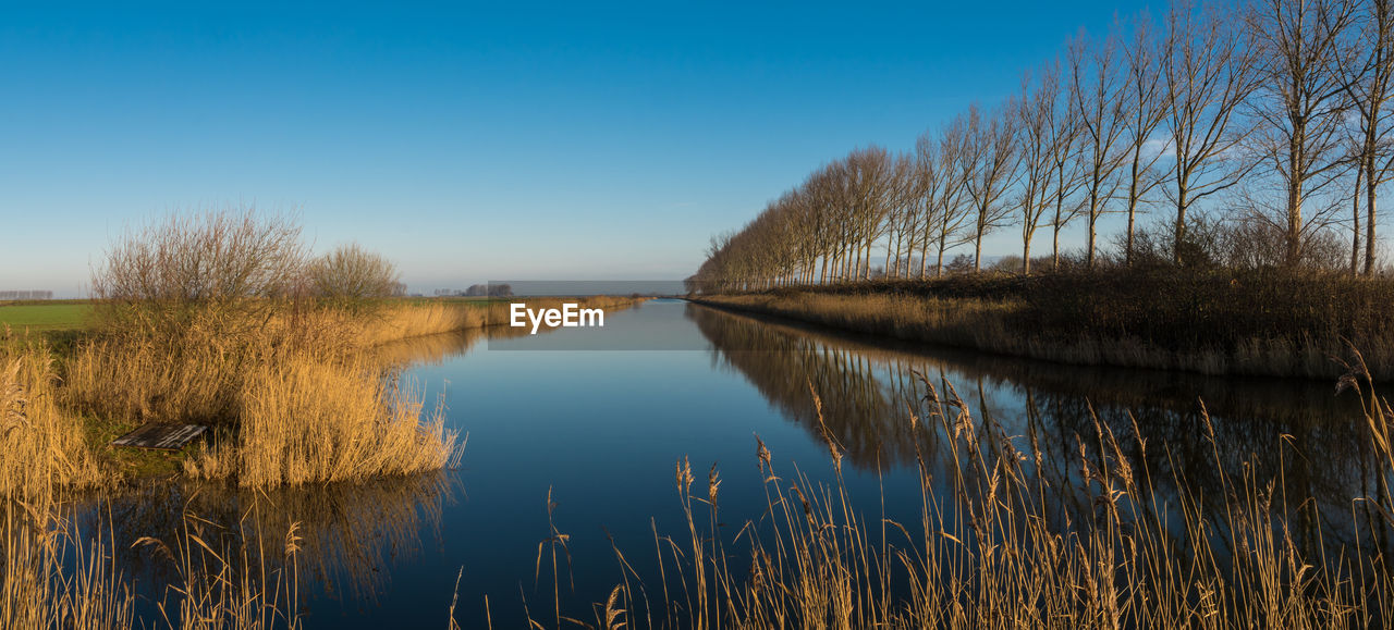 Scenic view of lake against clear sky