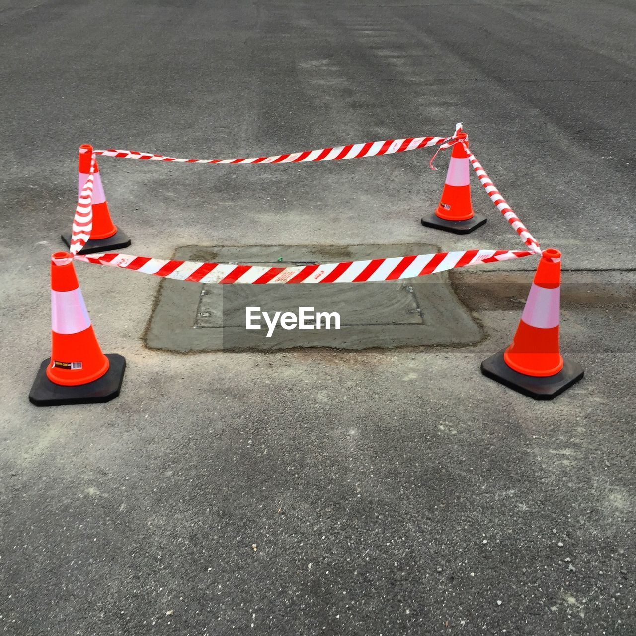 Traffic cones on road