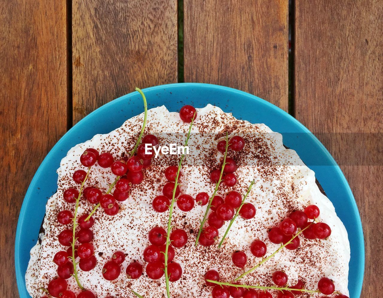 Directly above shot of dessert in plate on table