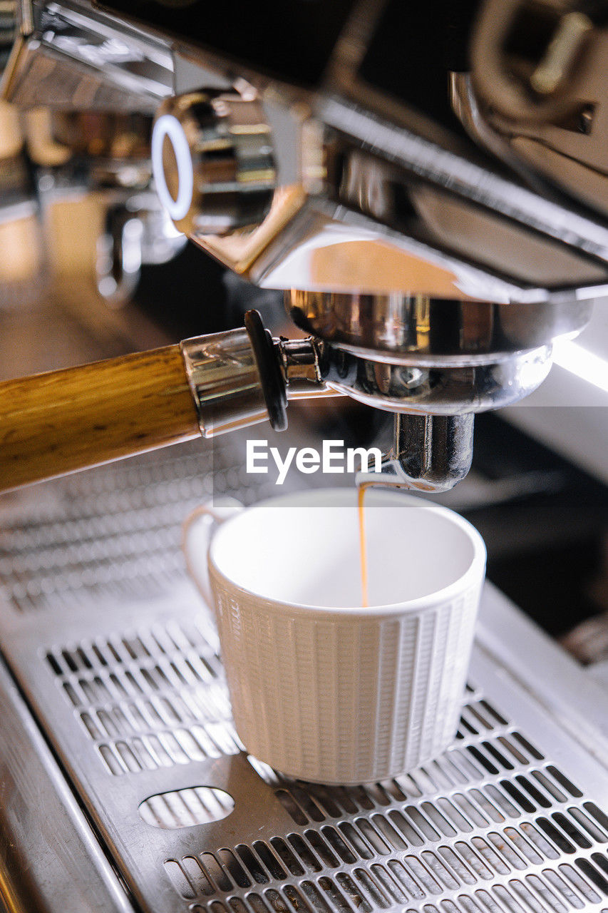 high angle view of coffee on table