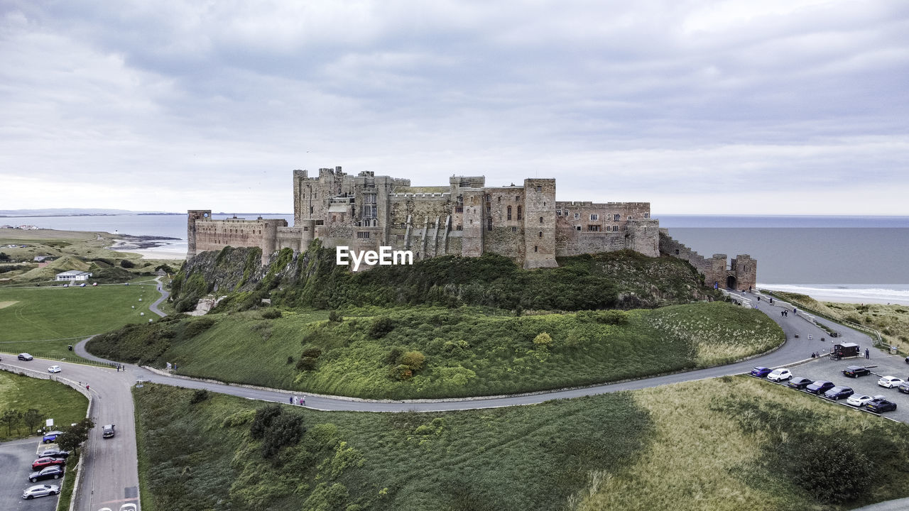 Bamburgh castle from above