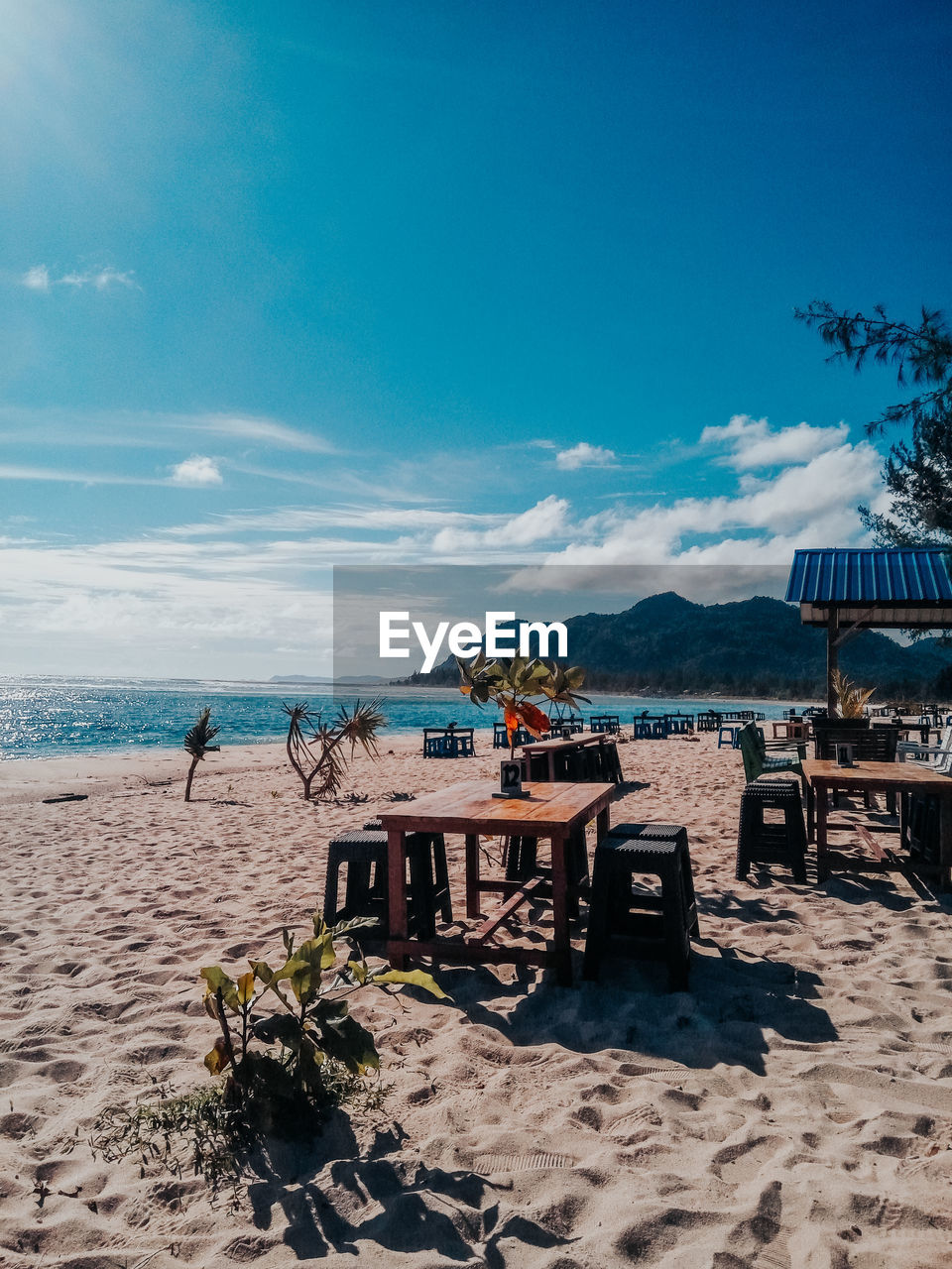 Scenic view of beach against sky