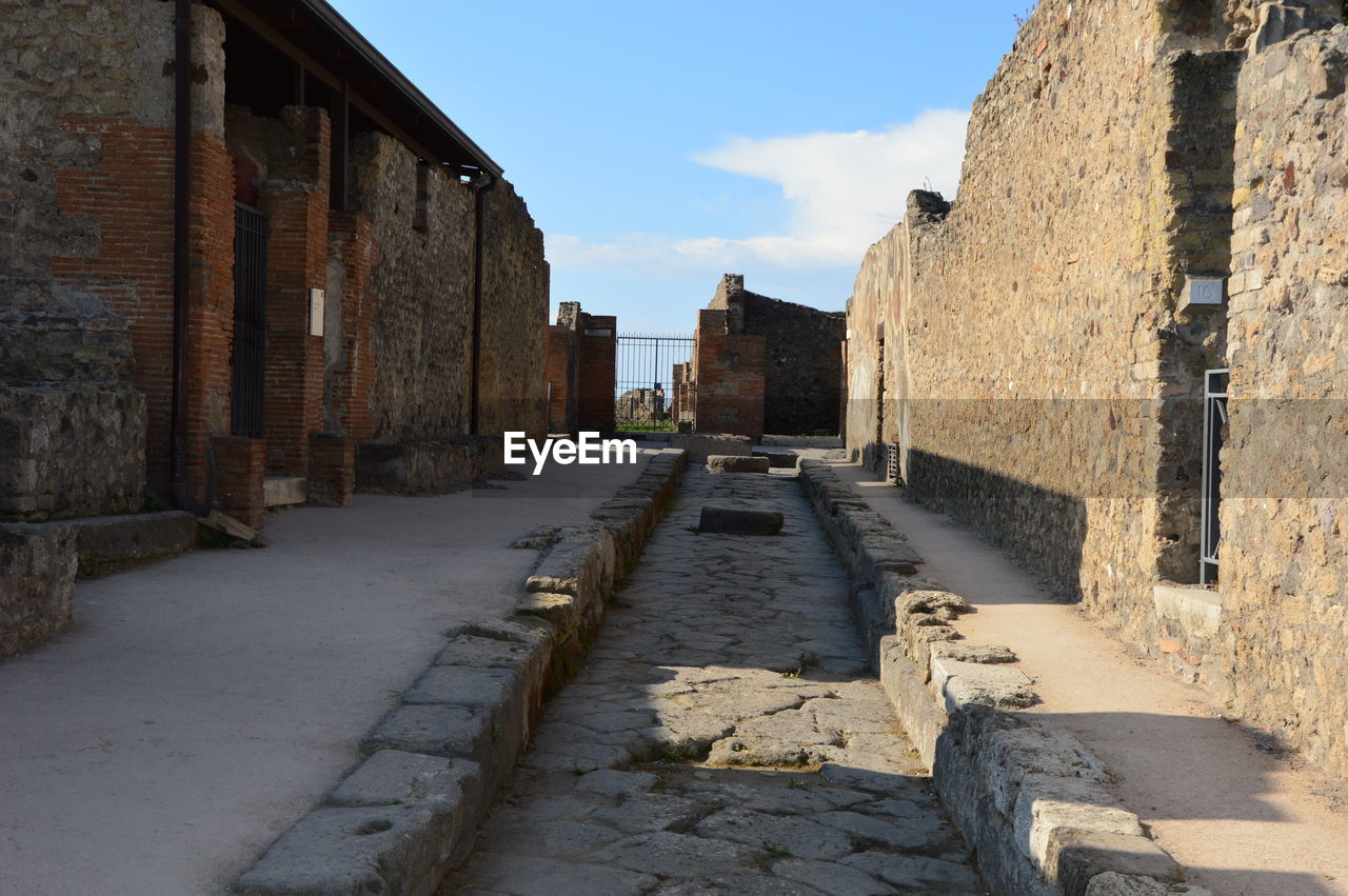 Closeup on the ruins of pompeii