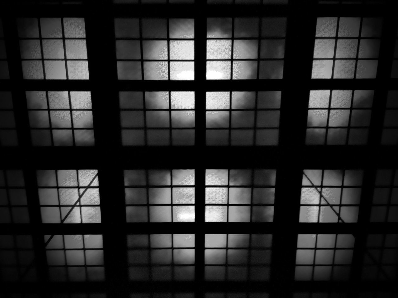 Silhouette of ceiling with windows