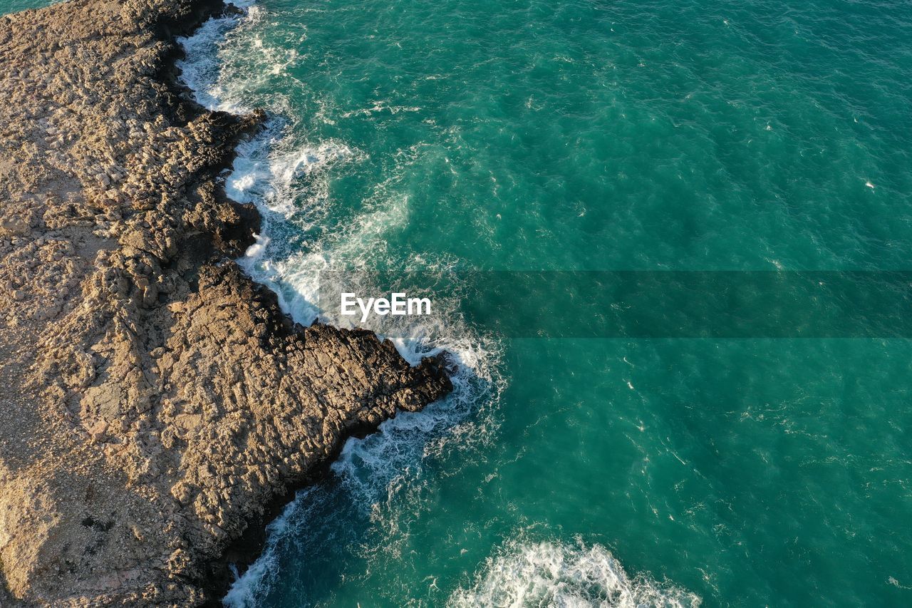 High angle view of sea waves