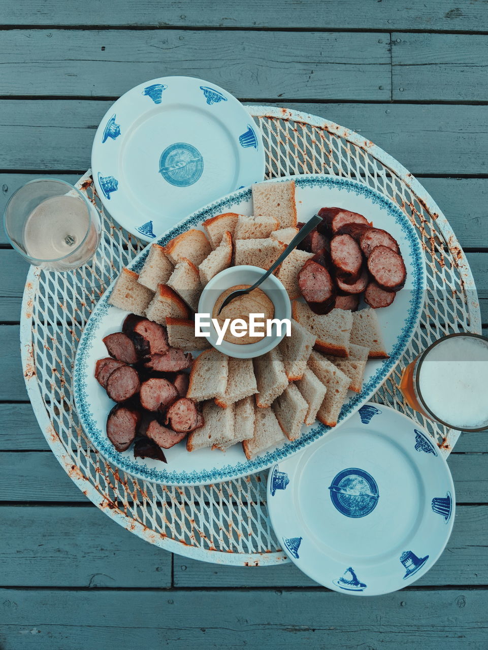 Directly above shot of food in plate on table