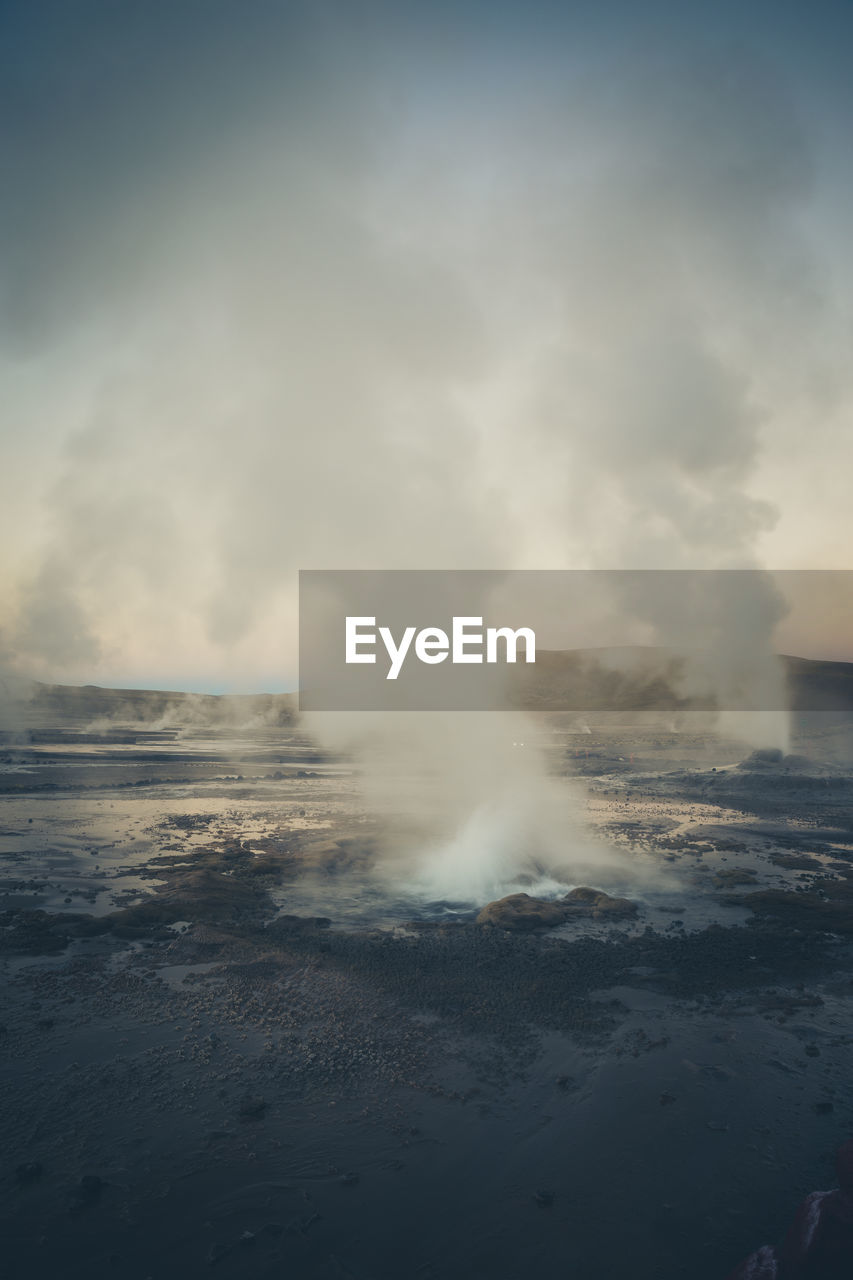 Environment geysers of "el tatio" at sunrise