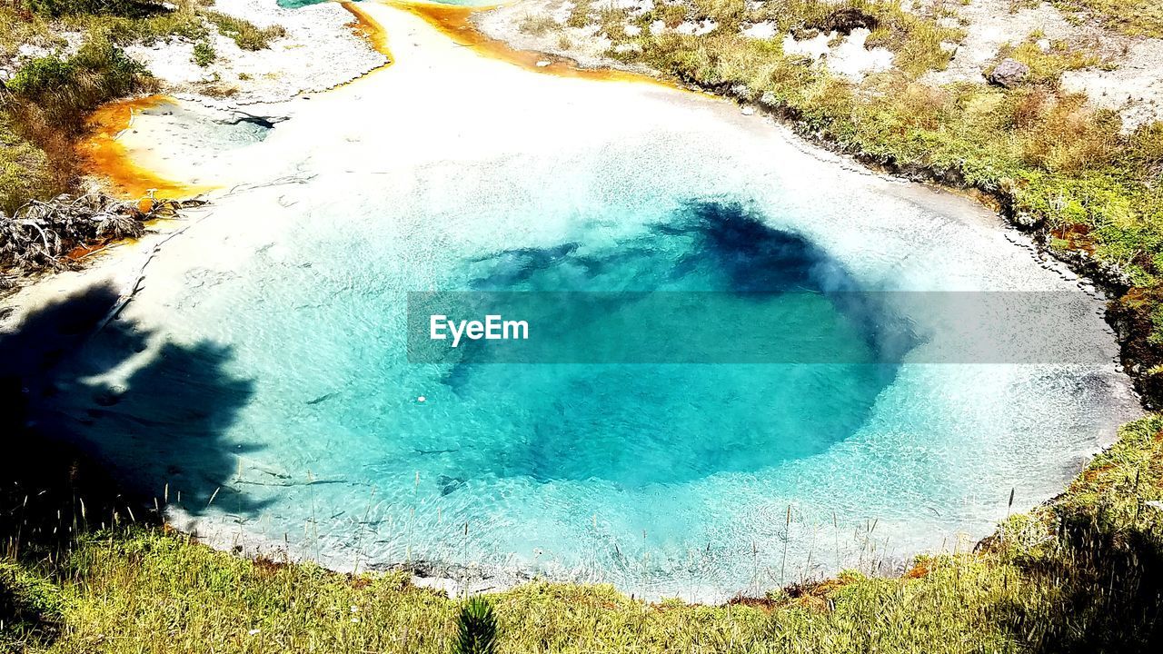 High angle scenic view of hot spring