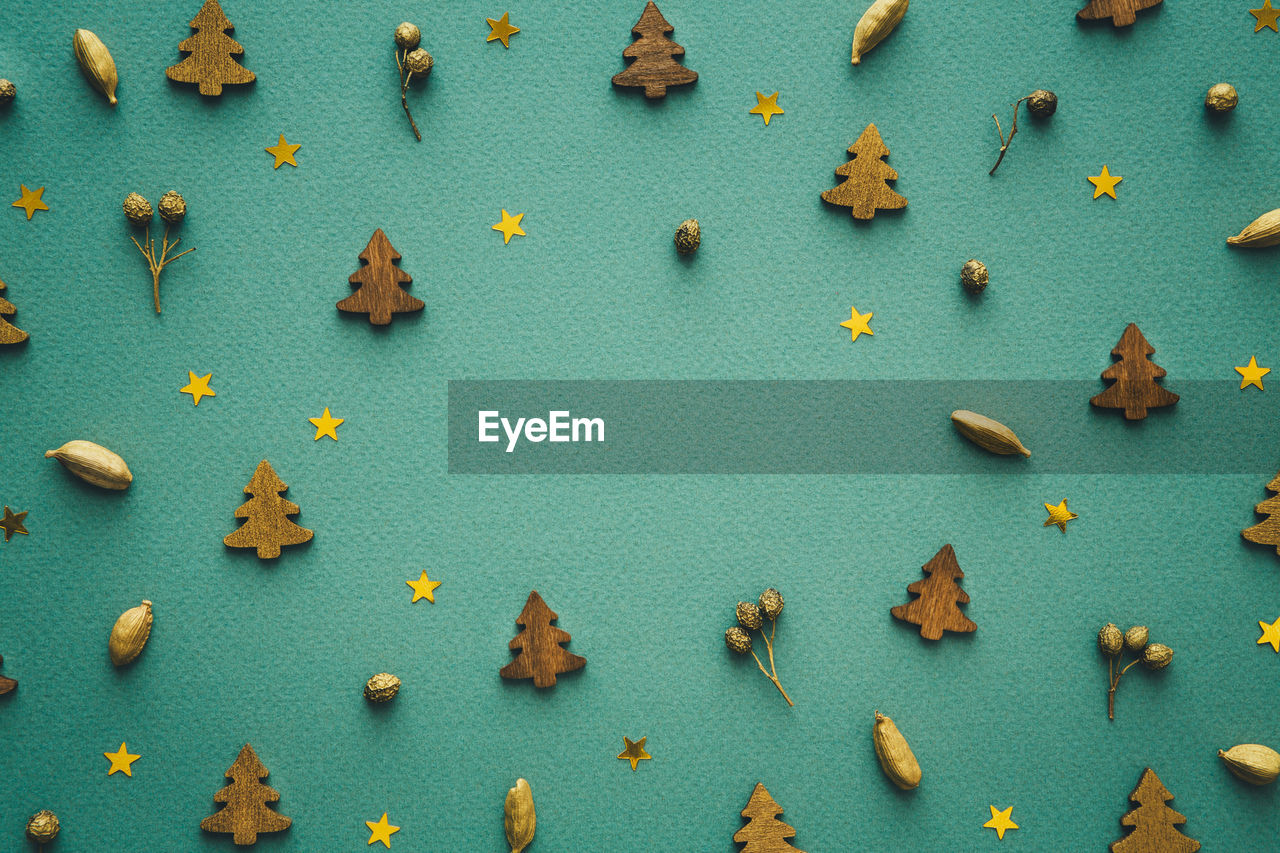 High angle view of christmas decoration on table