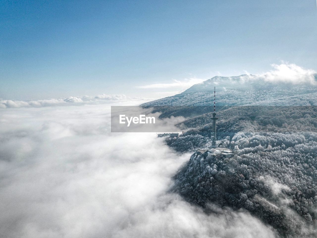 Aerial view of majestic mountains against sky