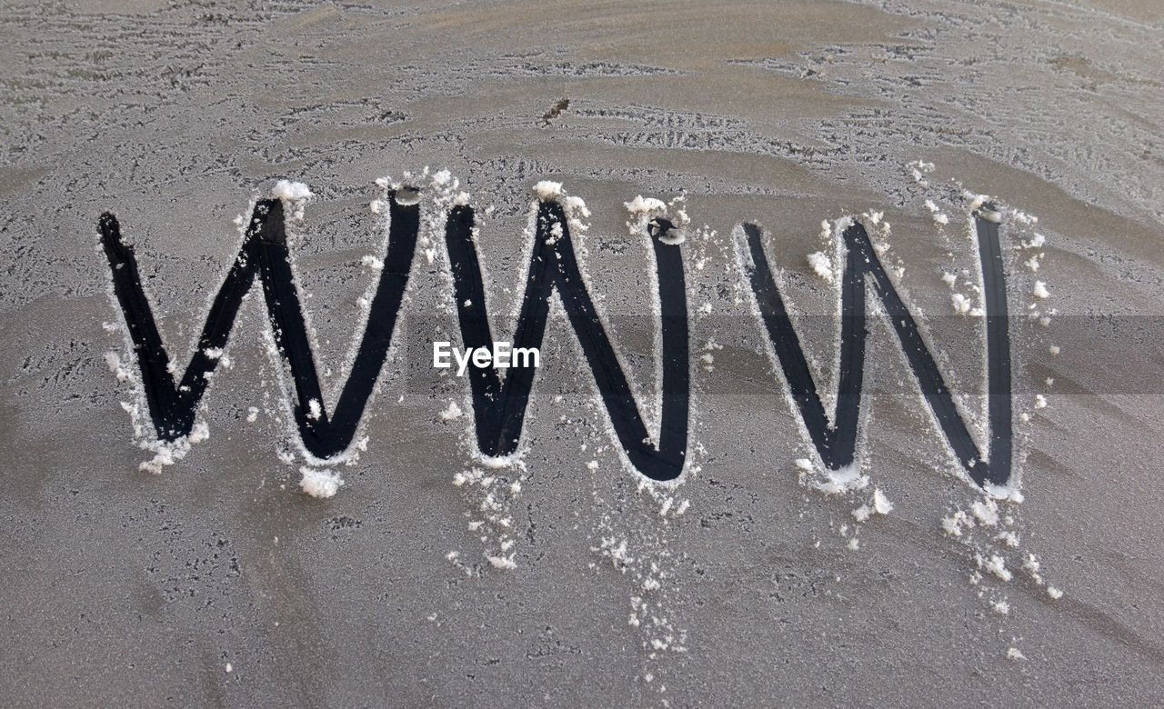 Text written on beach