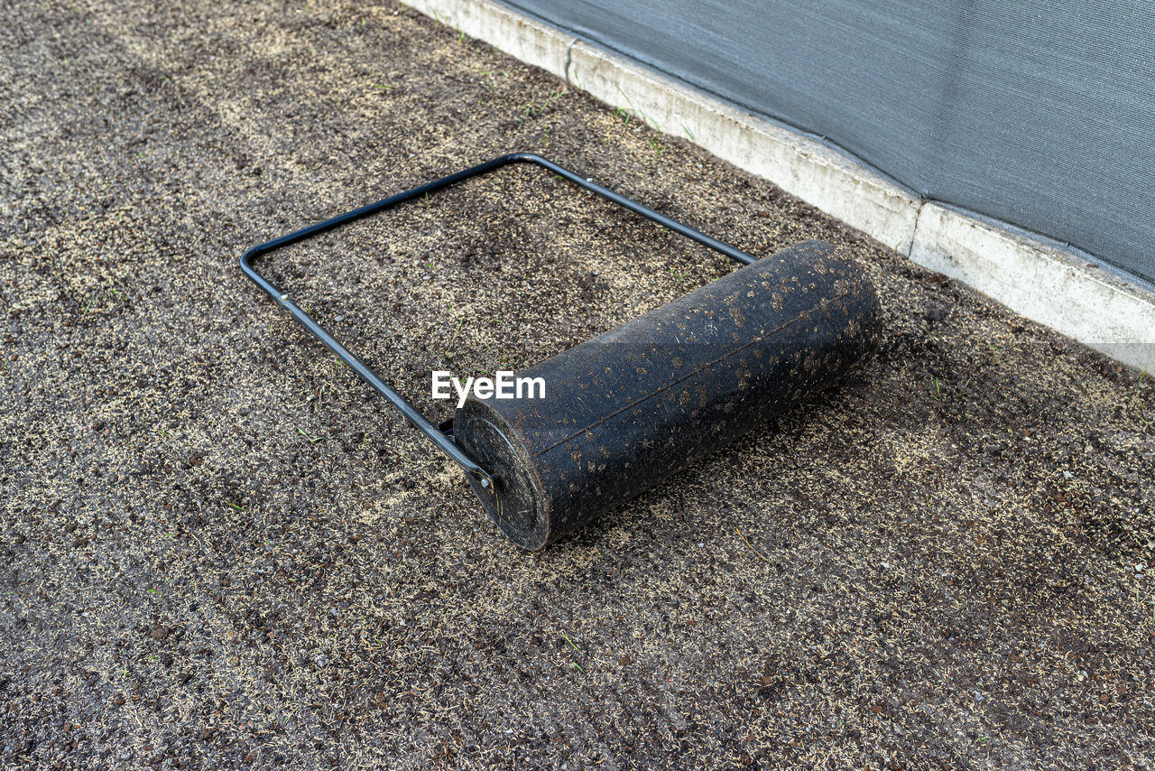 high angle view of empty bench