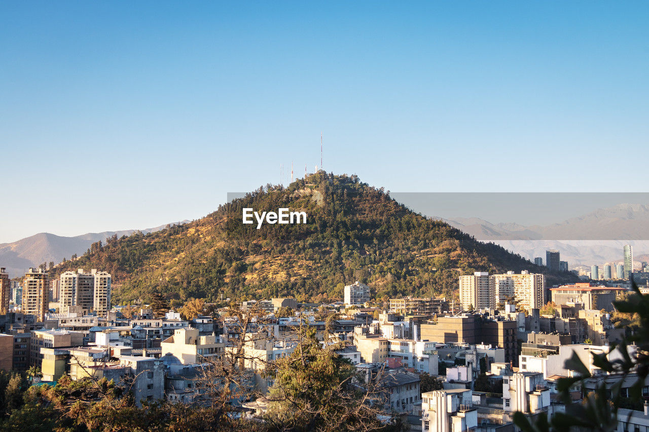 townscape against clear sky