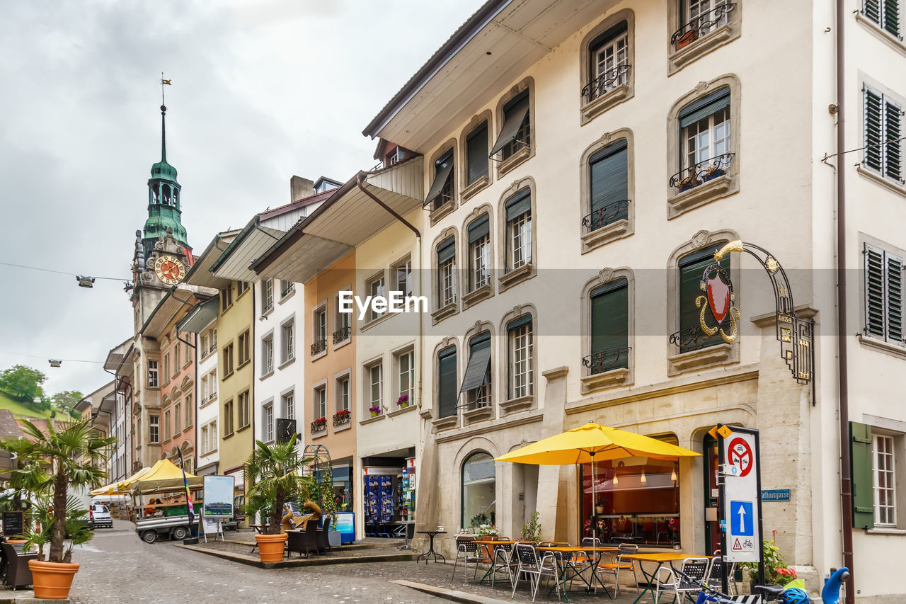 Street with historical houses in lenzburg city centre, switzerland