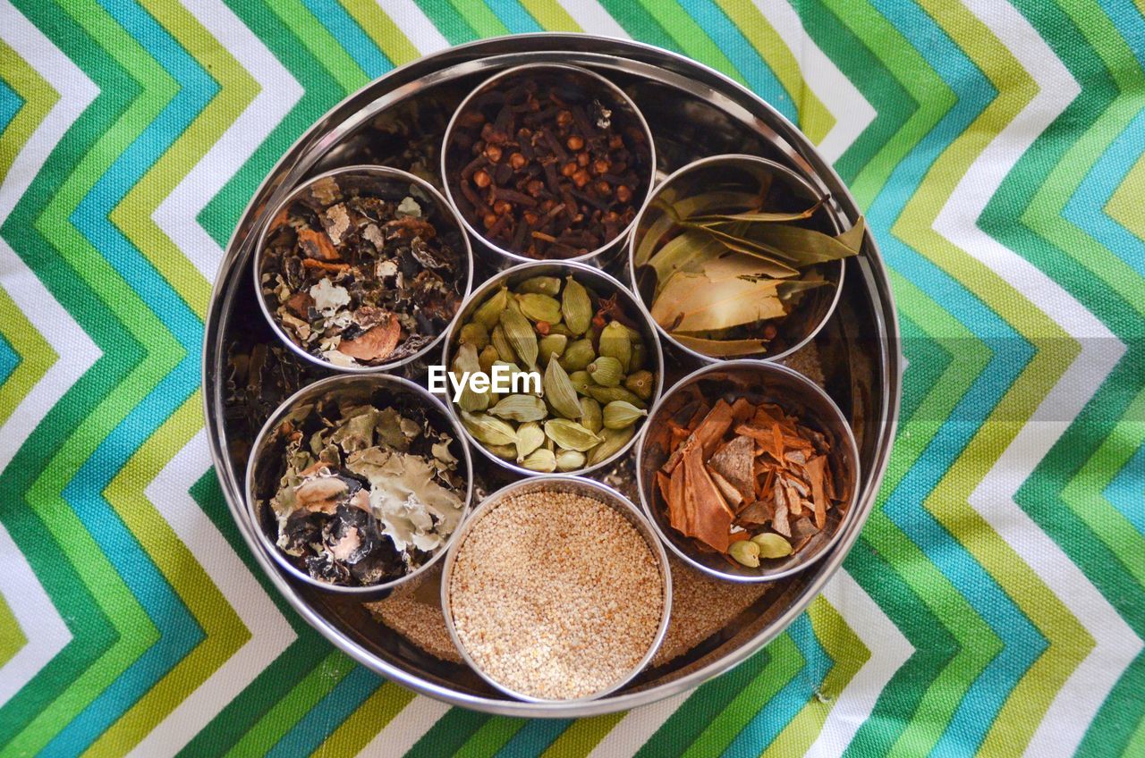 HIGH ANGLE VIEW OF FOOD IN BOWL