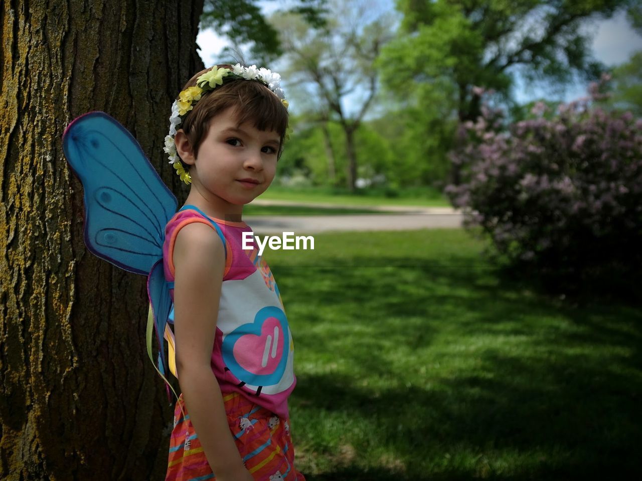 Portrait of cute girl in park