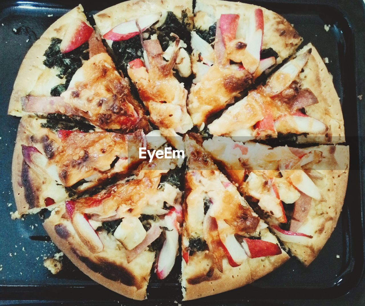 Close-up of fruit pizzas in plate