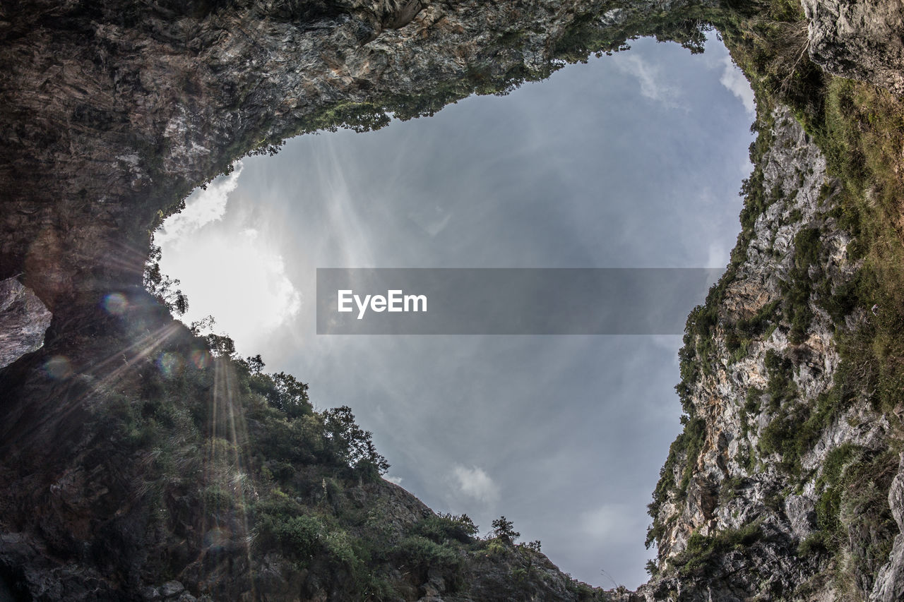 Low angle view of mountain against sky