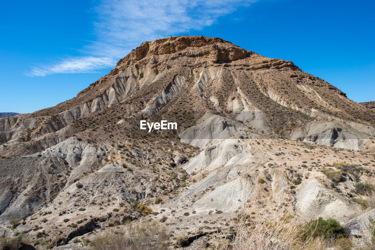 Low angle view of rock formations against sky