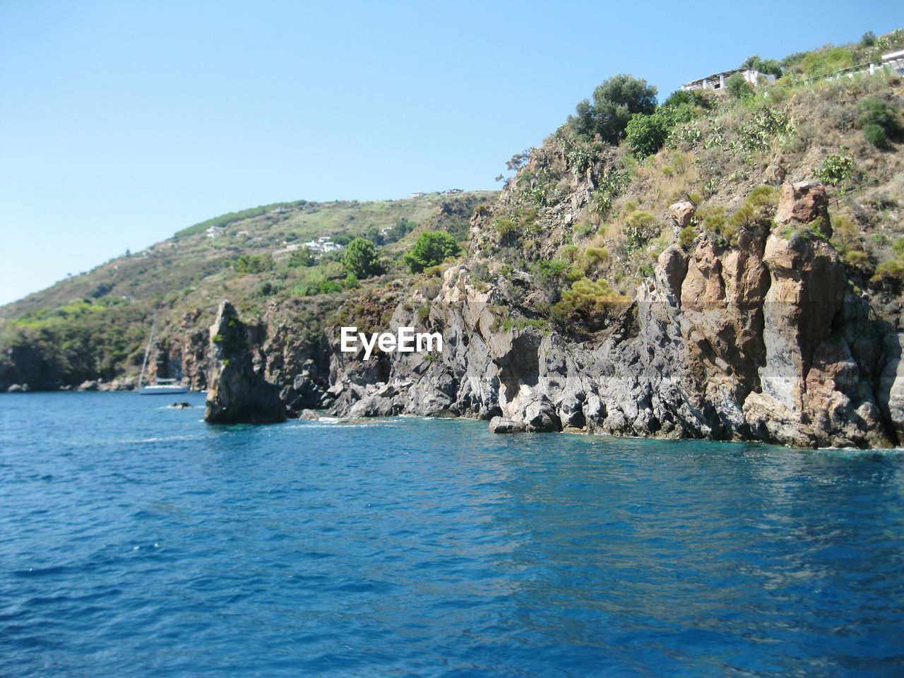 Scenic view of sea against clear sky