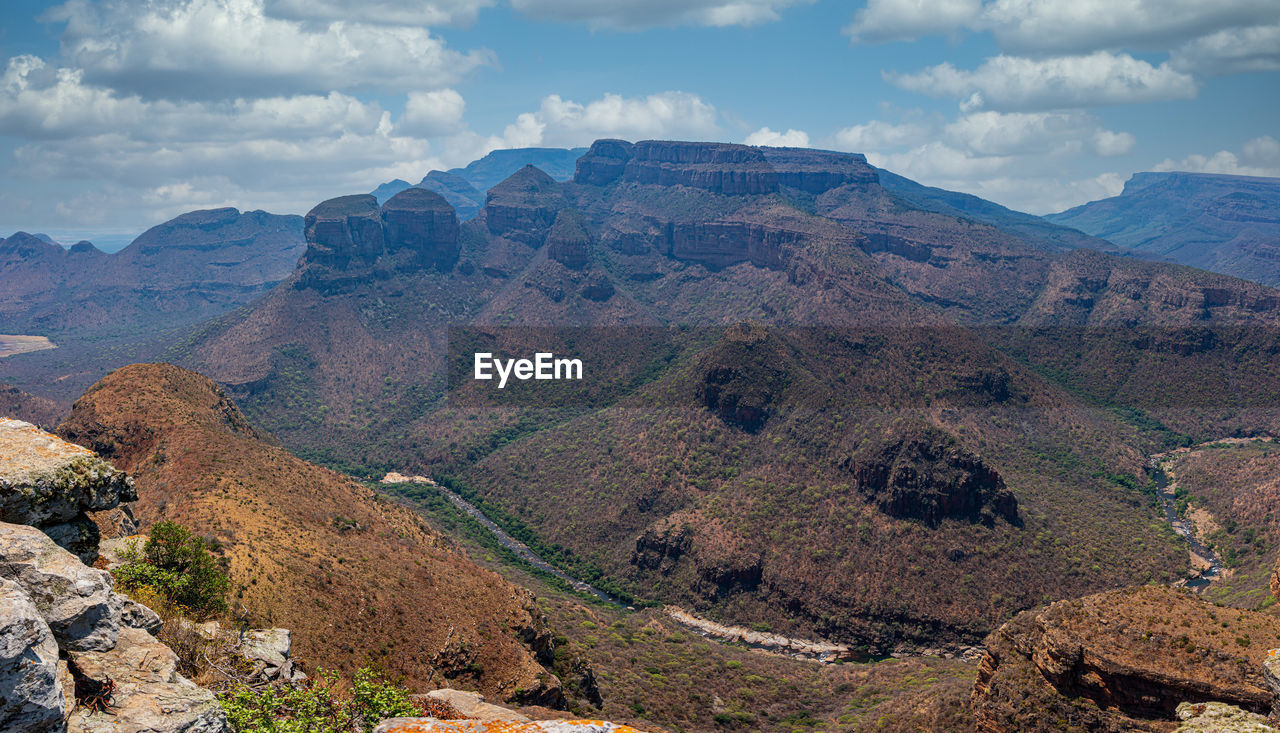 PANORAMIC VIEW OF LANDSCAPE AND MOUNTAINS AGAINST SKY