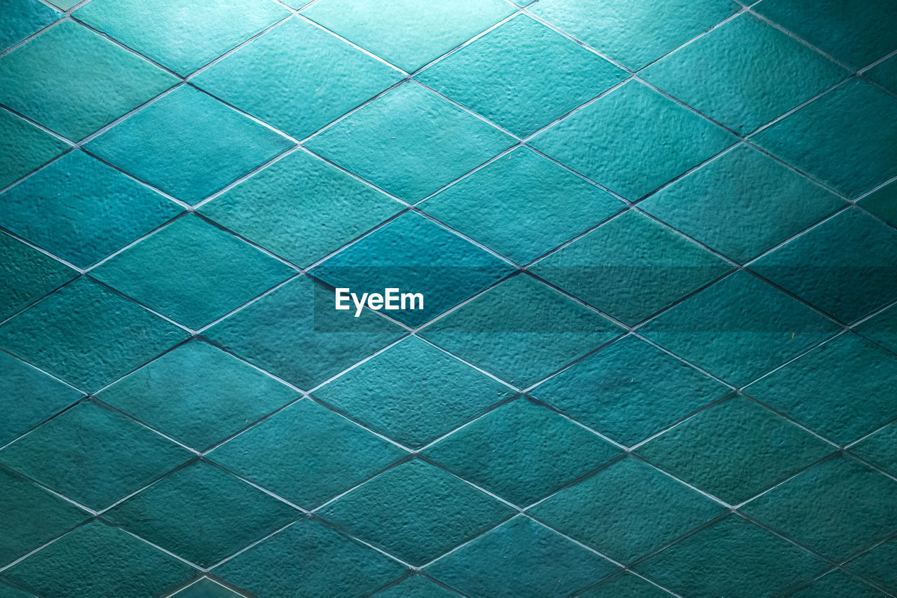 Full frame shot of blue tiles
