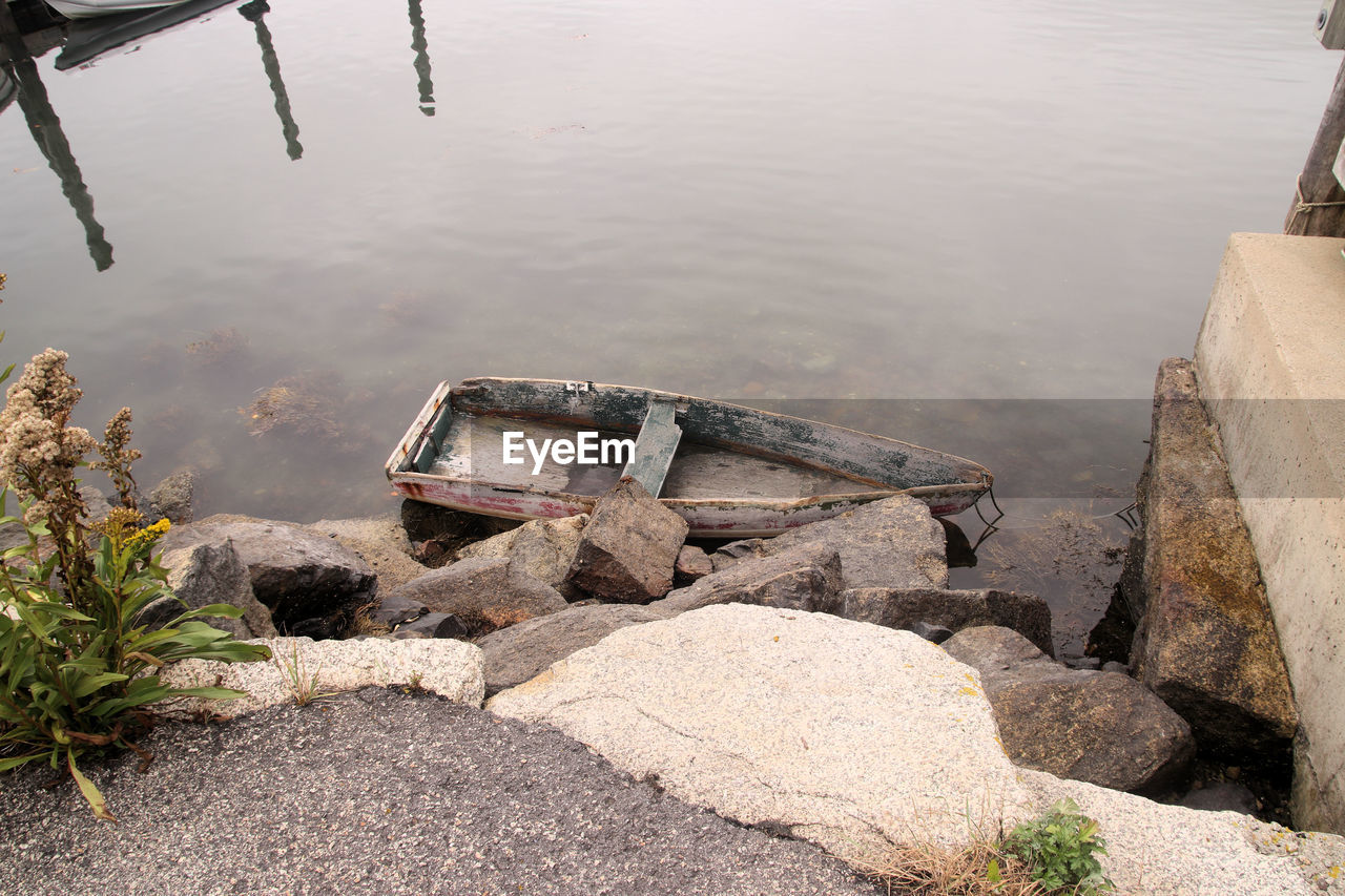 water, nature, day, no people, high angle view, lake, outdoors, rock, plant, tranquility