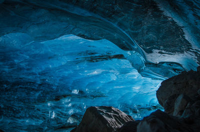 Aerial view of frozen cave