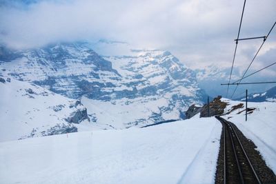 Scenic view of snowcapped mountain against sky