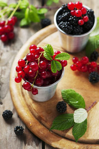 Close-up of strawberries in bowl on table