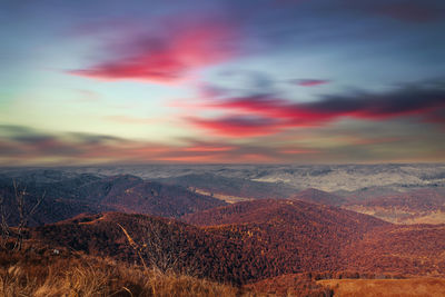 Scenic view of landscape against sky during sunset