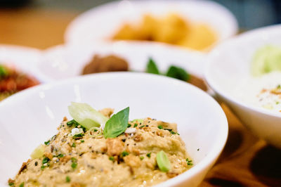 Close-up of served food in plate