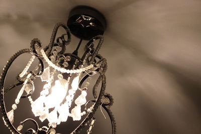 Close-up of illuminated chandelier