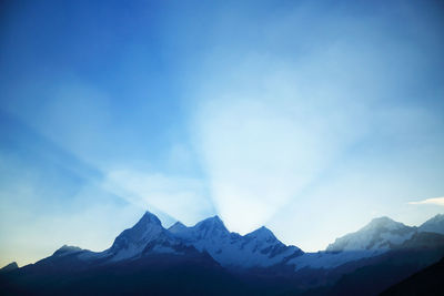 Majestic view of mountain peak against clear sky