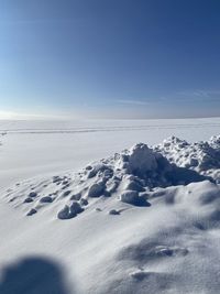 Snow covered landscape against sky