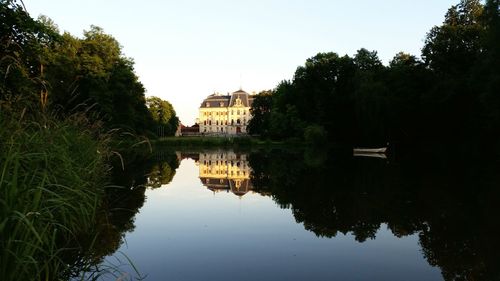 Reflection of buildings in water