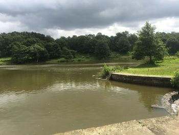 Scenic view of lake against sky