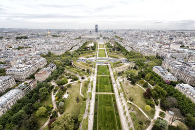 High angle view of buildings in city