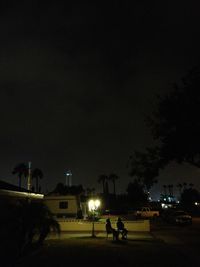 People on road at night