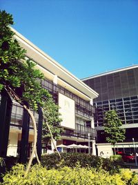 Low angle view of building against clear sky