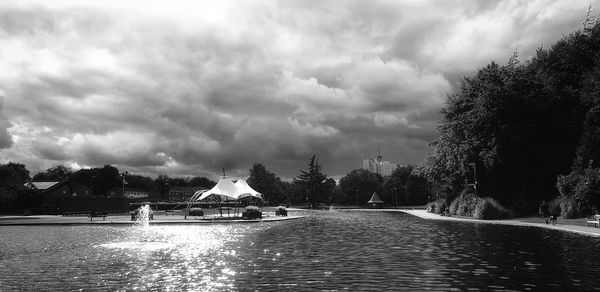 Panoramic view of river against sky