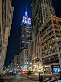 City street and buildings at night