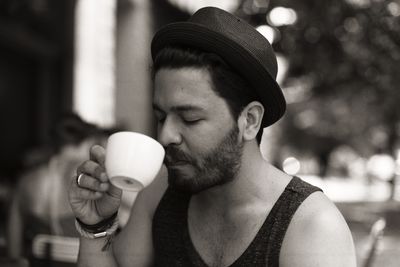 Man enjoying coffee in cafe