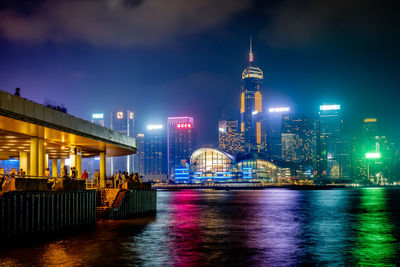 Illuminated city at night