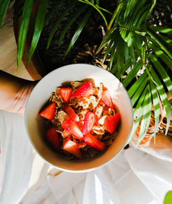 High angle view of breakfast served in bowl